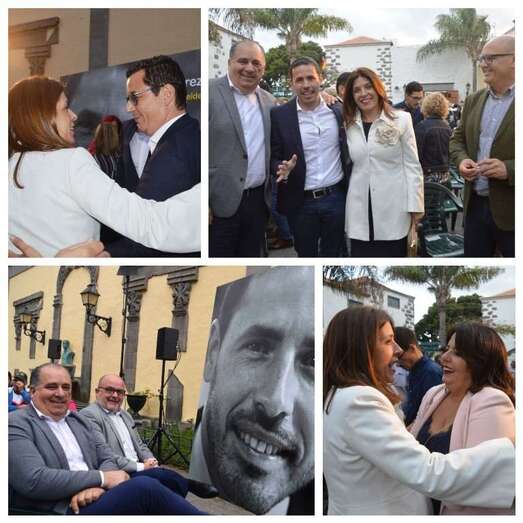 La alcaldesa y los ediles Juan Martel y Agustín Arencibia con el joven candidato (Foto TA)